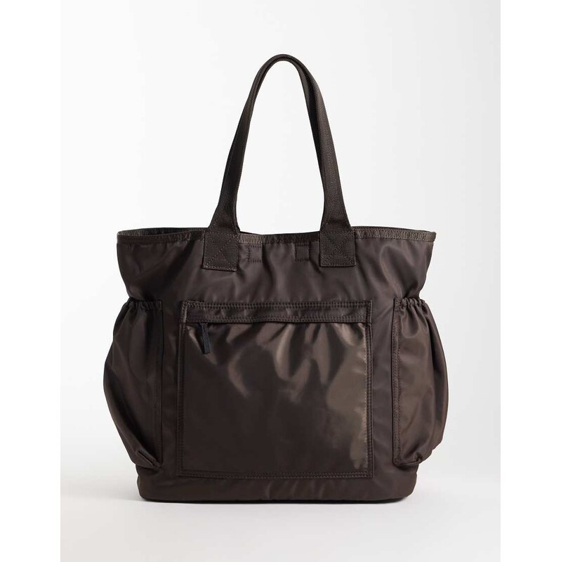 Selected tote bag with laptop pocket in chocolate brown