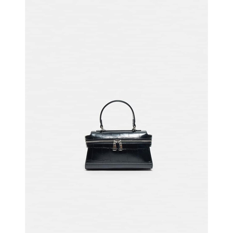 Stradivarius Mini coconut-effect crossbody bag in black