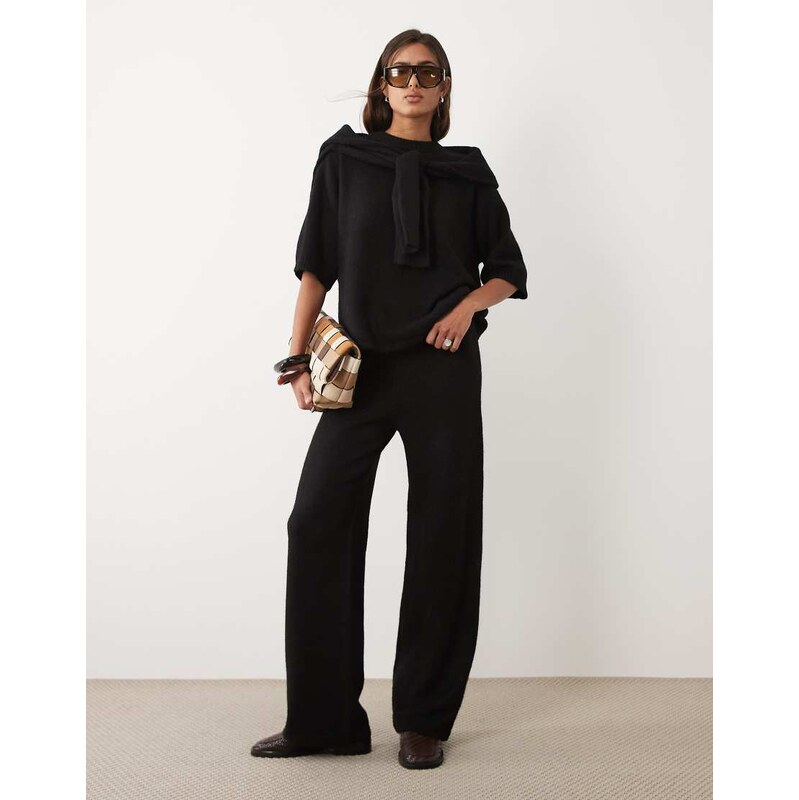 ASOS DESIGN wide leg trouser with wool co-ord in black
