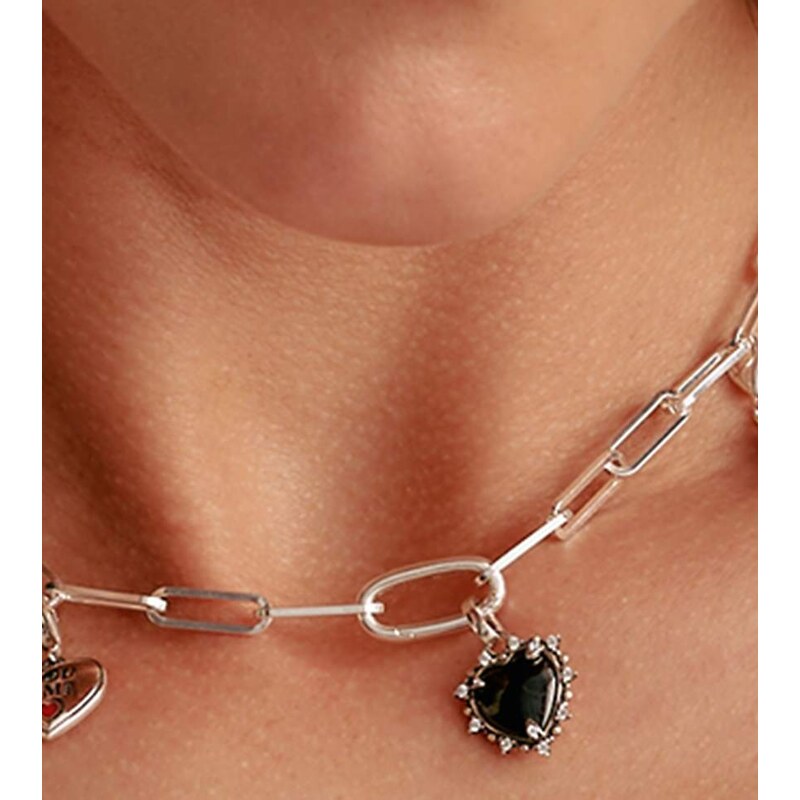 Thomas Sabo Charm pendant black vintage heart connect silver in