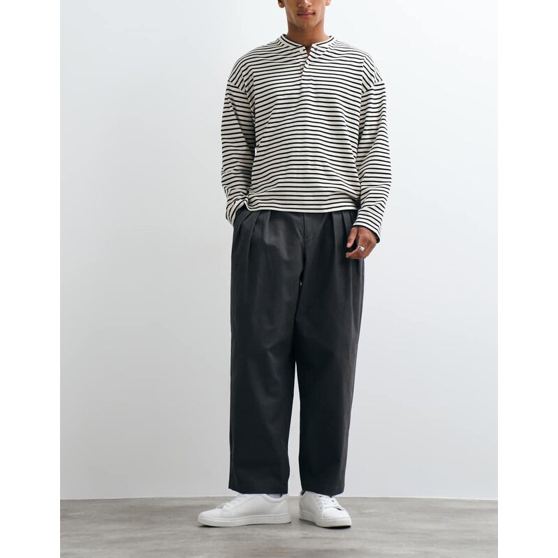 ASOS DESIGN oversized tapered trouser in charcoal with triple