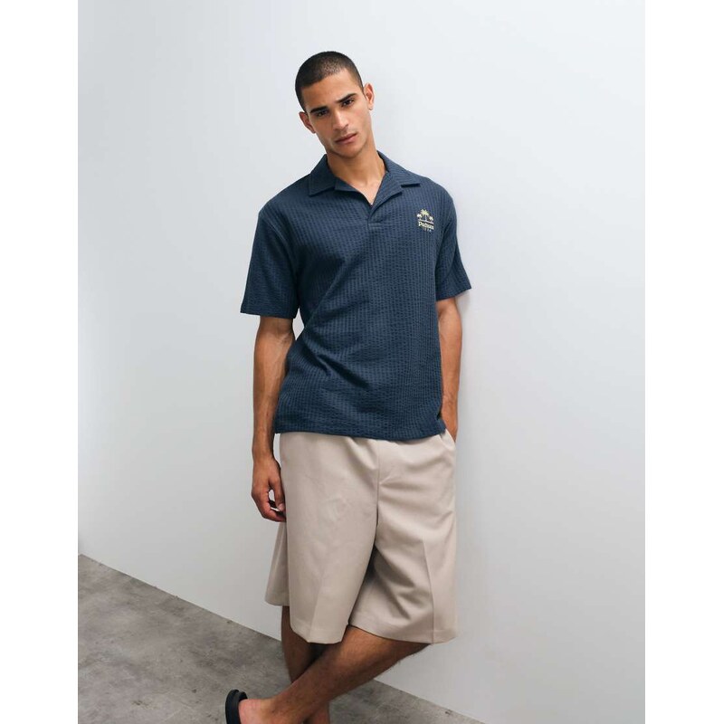 ASOS DESIGN heavyweight relaxed polo with chest embroidery in