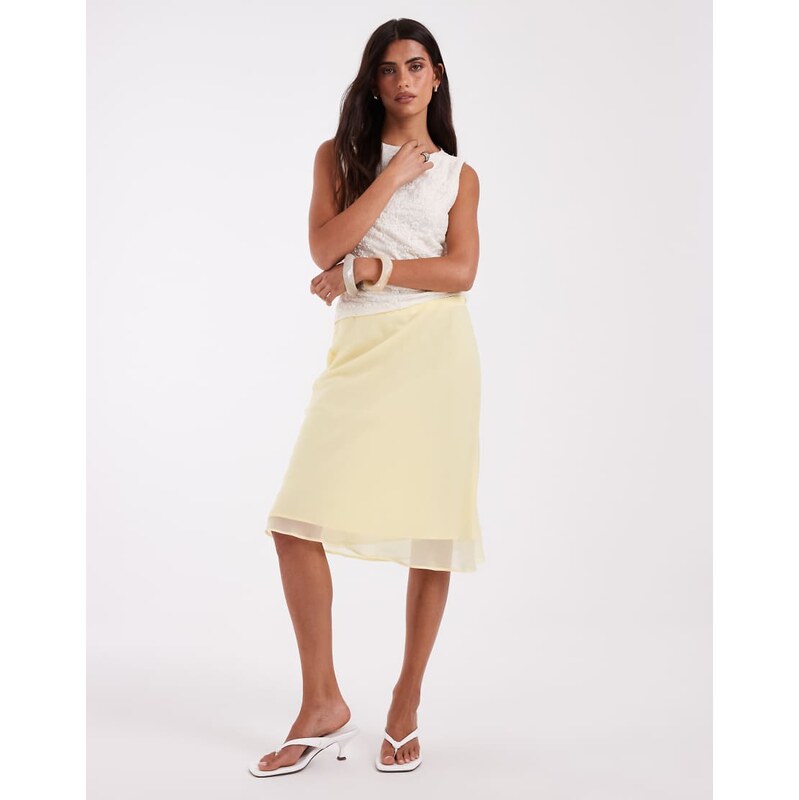 ASOS DESIGN chiffon 90s slip skirt in co ord-Yellow