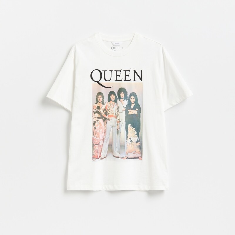 Reserved - Bavlněné tričko Queen - krémová