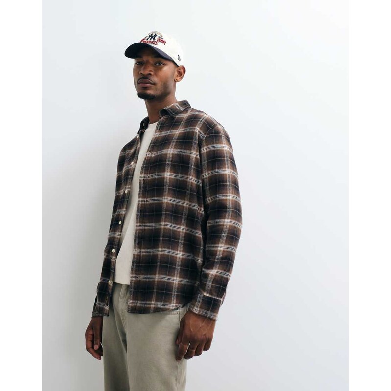 Jack & Jones flannel check shirt in black