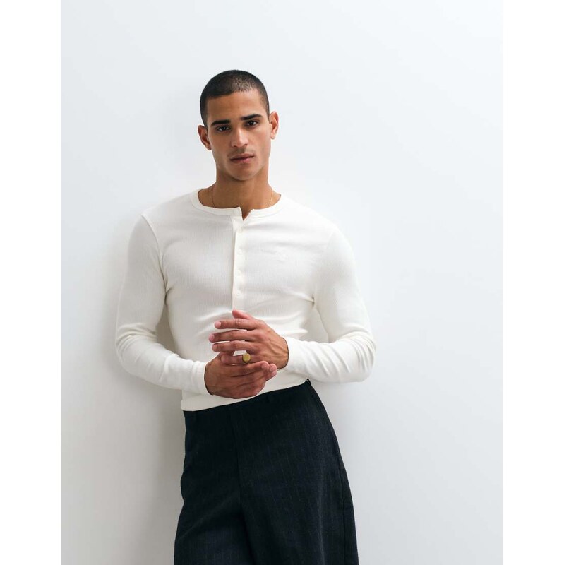 ASOS DESIGN muscle fit long sleeve Henley t-shirt with