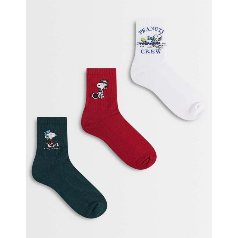 ASOS DESIGN 3 pack of Snoopy and friends socks in multi