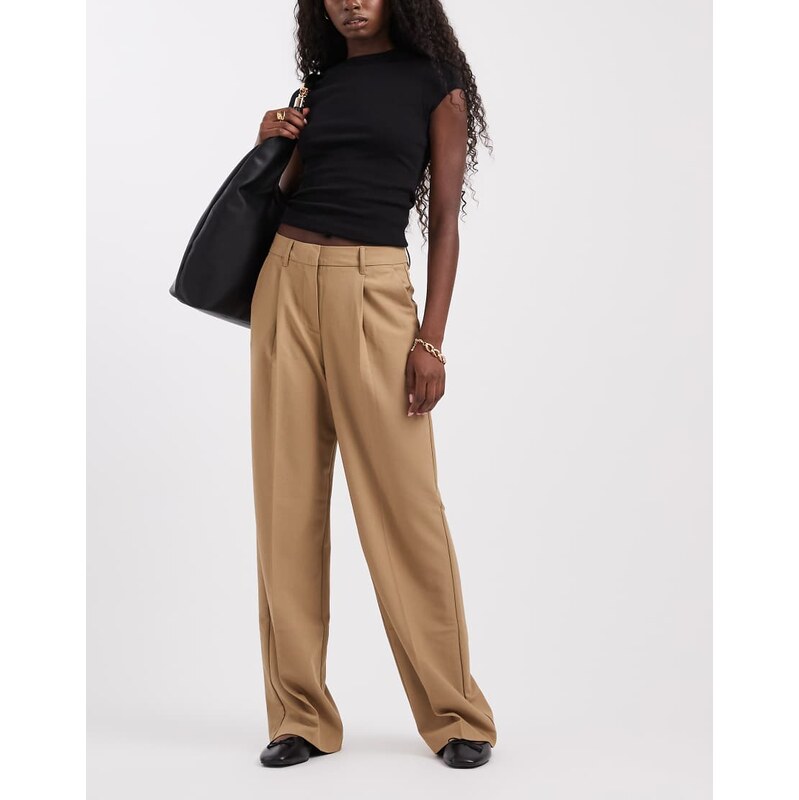 JJXX wide leg tailored trouser in beige-Neutral