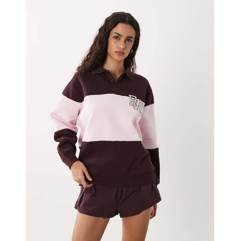 Cotton On active plush graphic rugby sweatshirt in italian plum