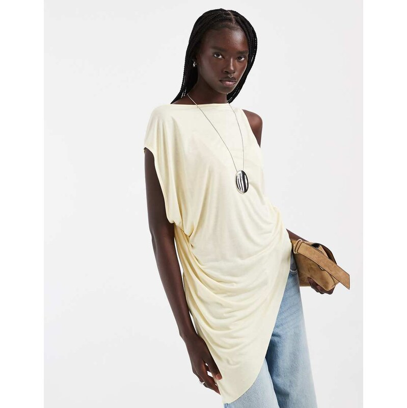 ASOS DESIGN drapey asymmetric longline sleeveless top in