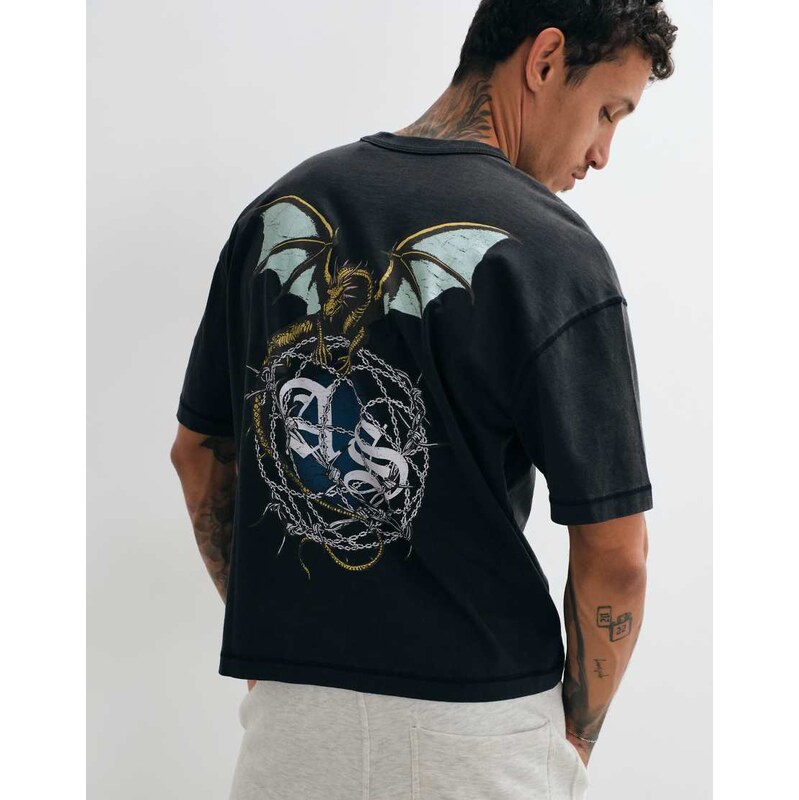 AllSaints Wyvern short sleeve graphic logo t-shirt with back