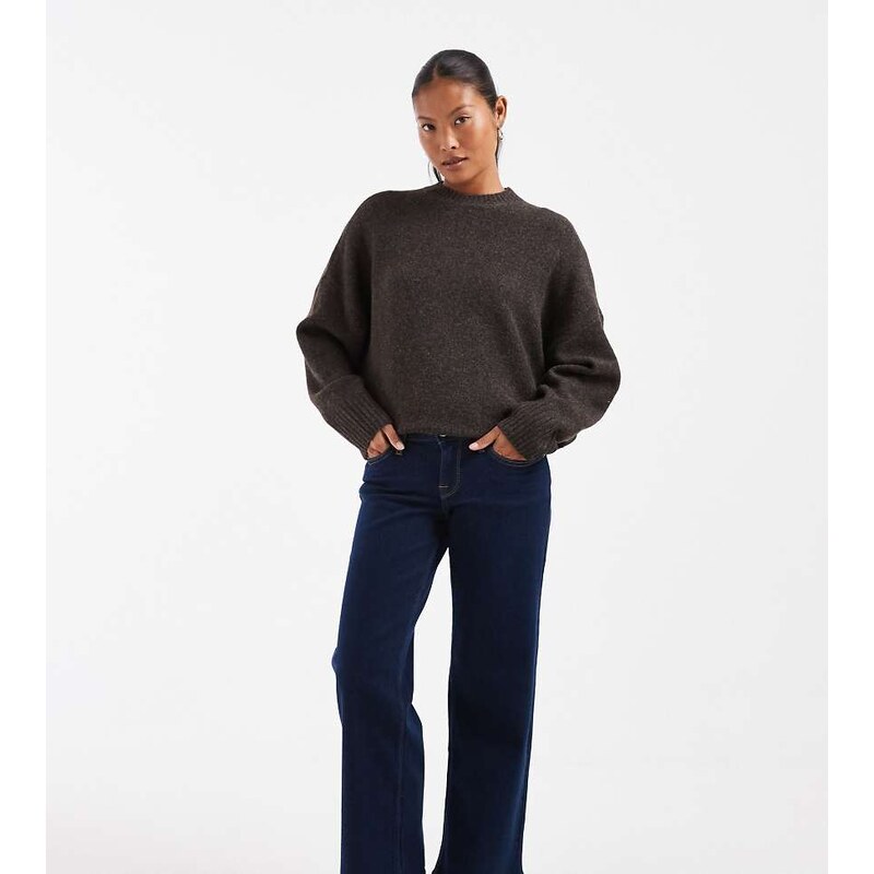 ONLY Petite Judy low rise wide leg jeans in dark blue rinse