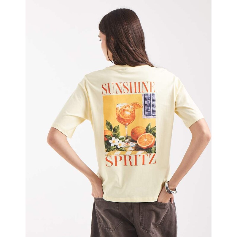 Vero Moda sunshine sprtiz graphic t-shirt in yellow