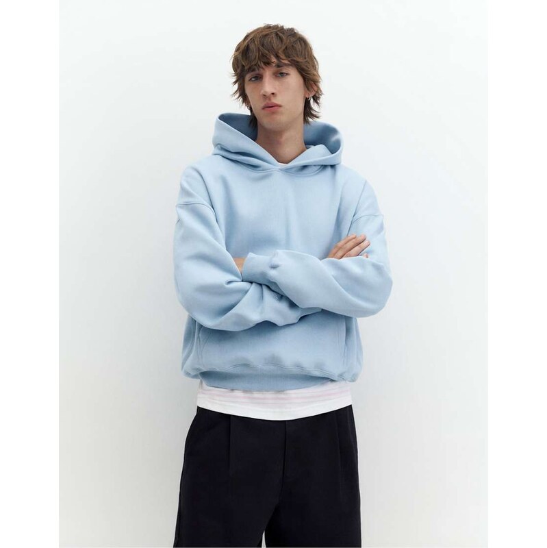 Pull&Bear Boxy fit hoodie in sky blue