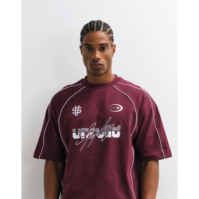ASOS DESIGN boxy oversized t-shirt with print and contrast