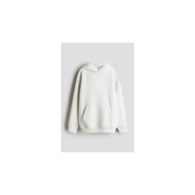 H&M - Žebrovaná mikinas kapucí - Bílý Melír