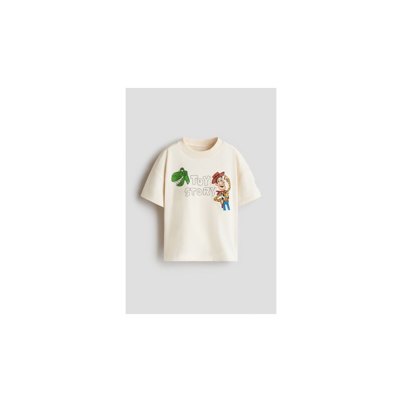 H&M - Oversized tričkos potiskem - Krémová/Příběh Hraček