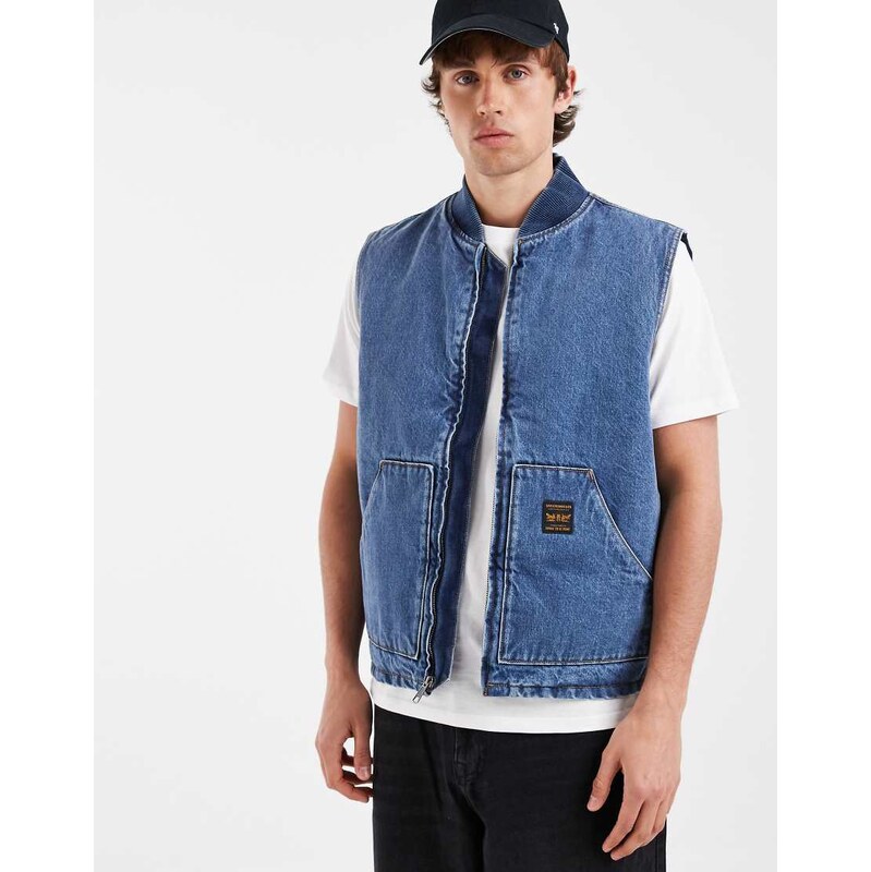 Levis Workwear utility denim gilet in washed camel-Blue