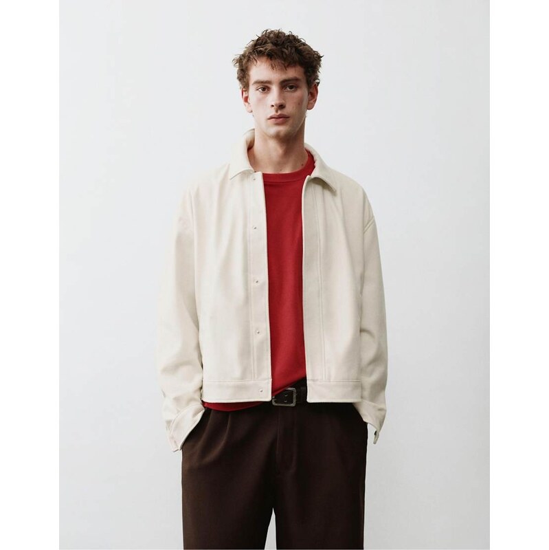 Pull&Bear Trucker jacket in off white