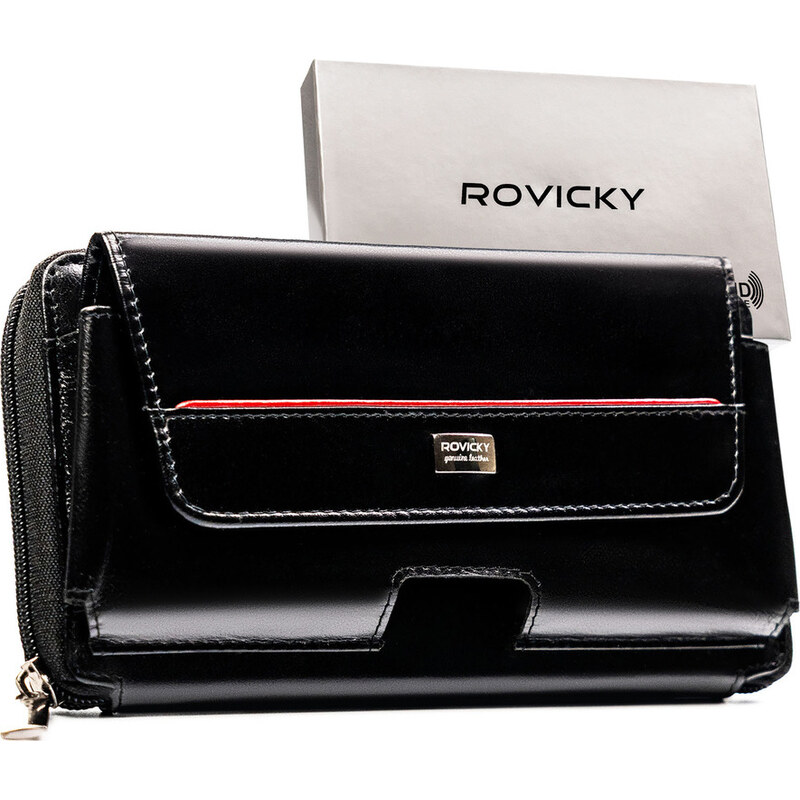 Pánská kožená taštička Rovicky s RFID ochranou – černá