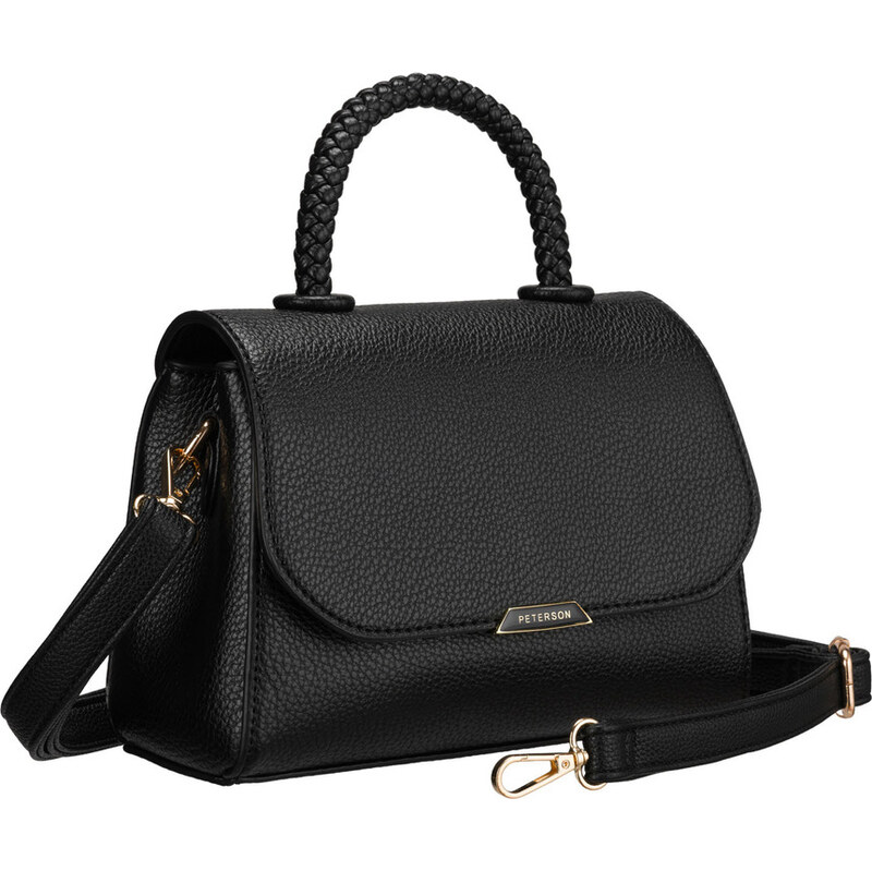 Dámská crossbody kabelka Peterson s pleteným uchem – černá