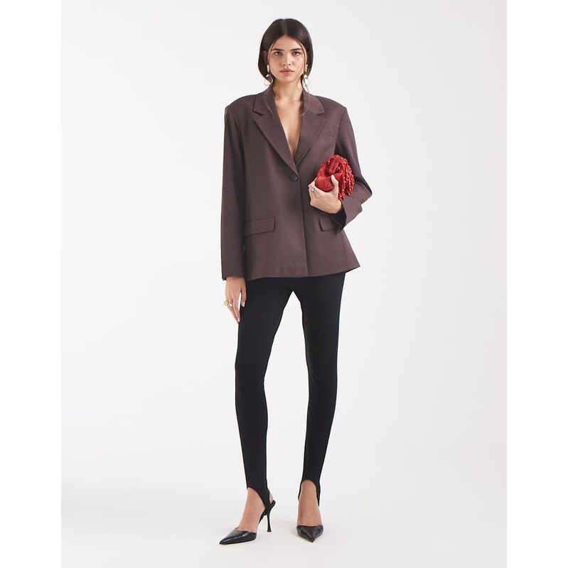 Object loose-fit tailored blazer in chocolate brown