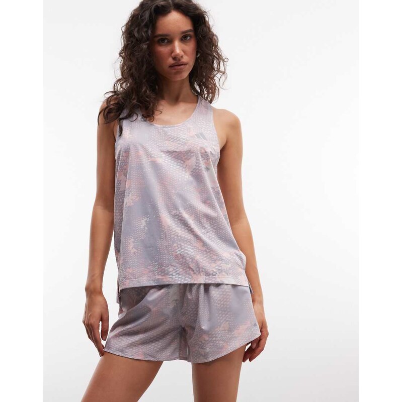 adidas performance adidas Running vest in grey snake print