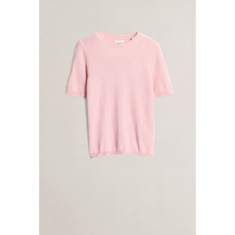 SVETR GANT CASHMERE C-NECK SS REFINED PINK
