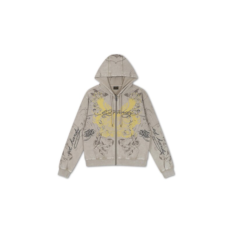 Ed Hardy Mikina Venom žlutá / režná / tmavě šedá / černá