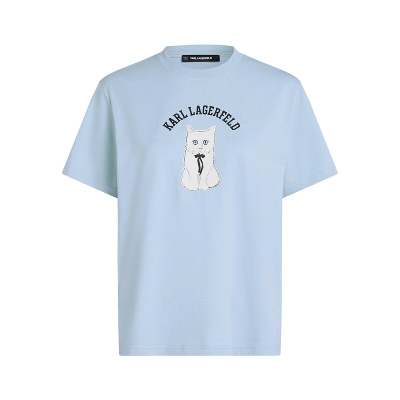 Karl Lagerfeld Tričko Choupette-Skizze světlemodrá / černá /