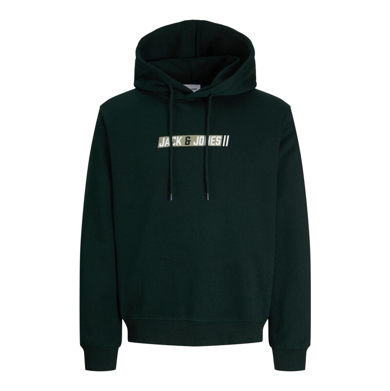 Jack & Jones Plus Mikina JJMunk tmavě zelená / bílá