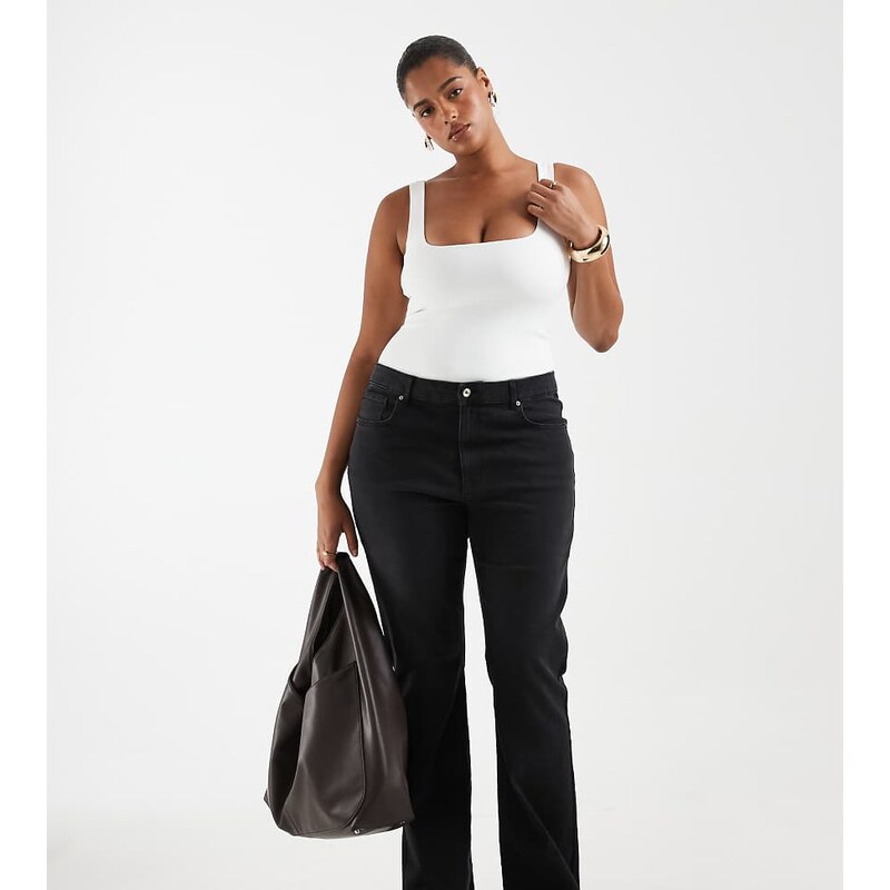 ONLY Curve Phoebe flared jeans in washed black
