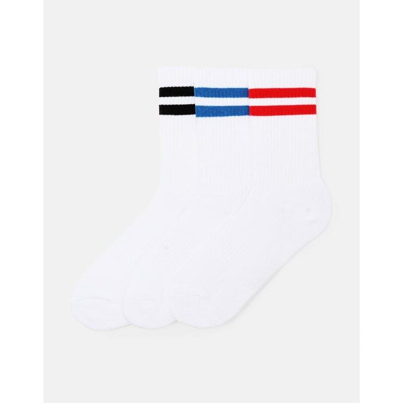 Pull&Bear Striped sports socks in red