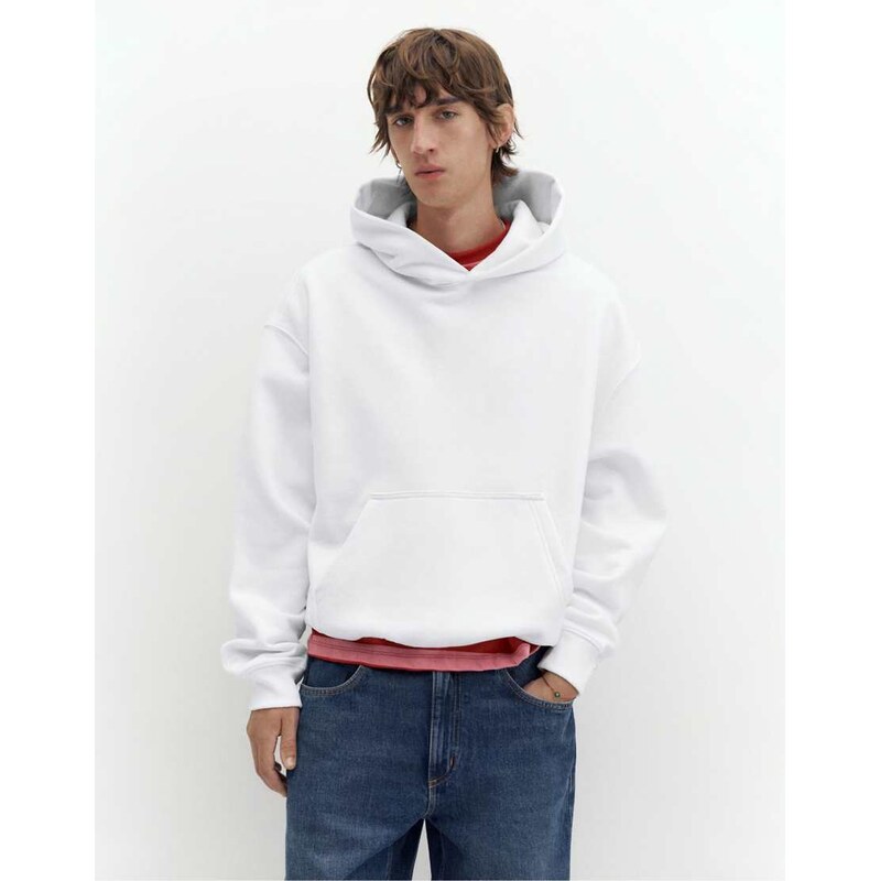 Pull&Bear Boxy fit hoodie in off white