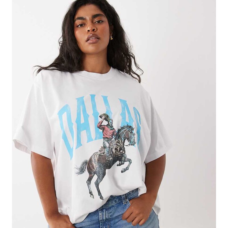 ASOS Curve ASOS DESIGN CURVE Oversized T-shirt with Dallas rodeo
