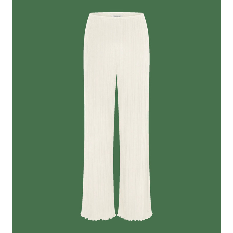 Versatile Rib Straight Trousers - Silk White - TRIUMPH Silk