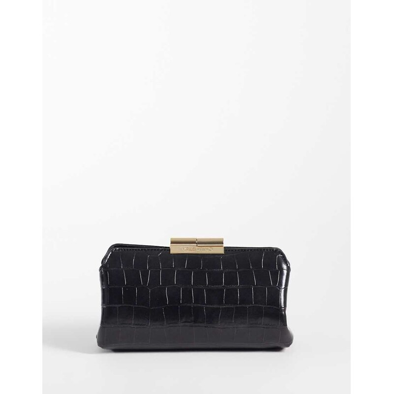 Valentino glace crossbody clutch bag in black croc print