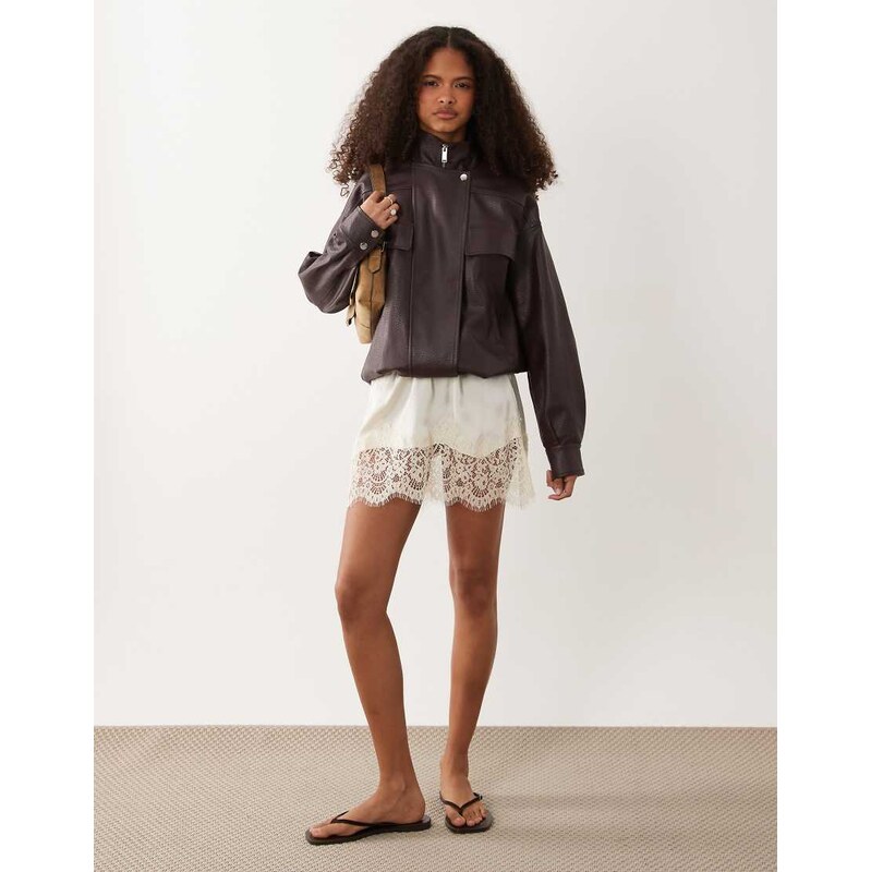 Wednesdays Girl Wednesdays Girl faux leather oversized pocket