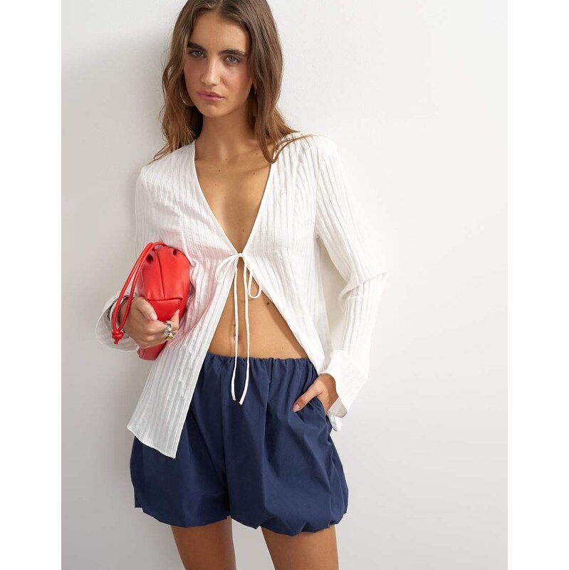 Topshop techy bubble hem shorts in navy