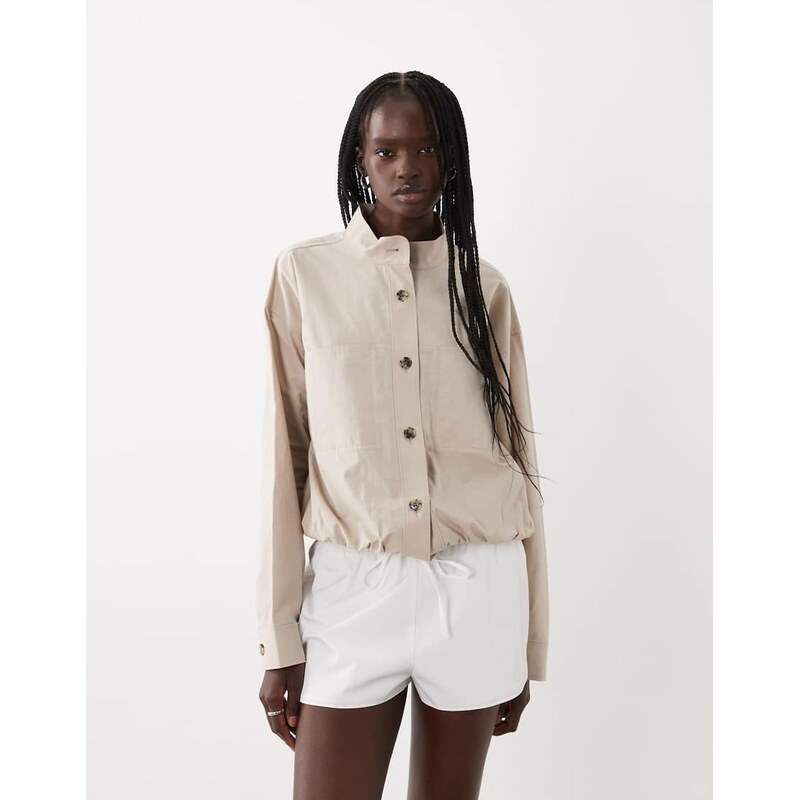 ARKET cotton sporty overshirt in light brown