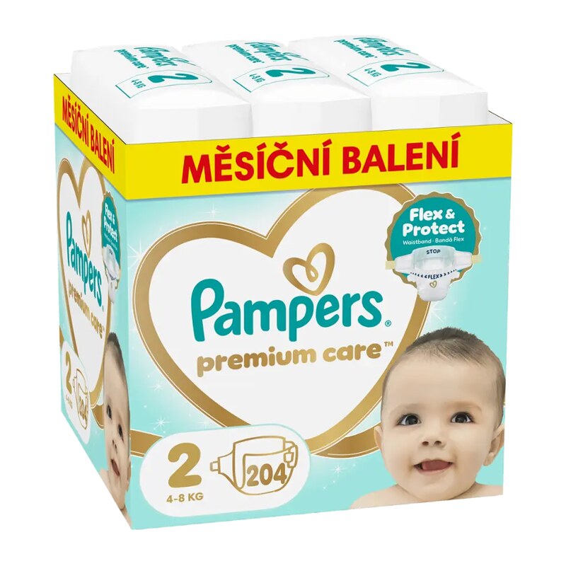 Pampers Pleny Premium Care, 4–8 kg, vel. 2 204 ks 204 ks