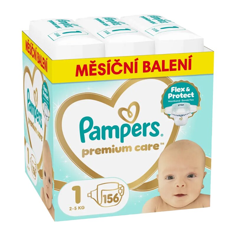Pampers Pleny Premium Care, 2–5 kg, vel. 1 156 ks 156 ks