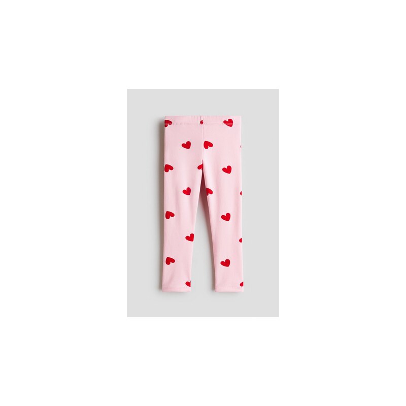 H&M - Legínys česaným rubem - Pink/Hearts