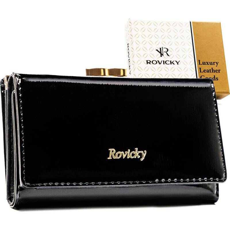 Dámská kožená peněženka Rovicky s RFID ochranou – černá