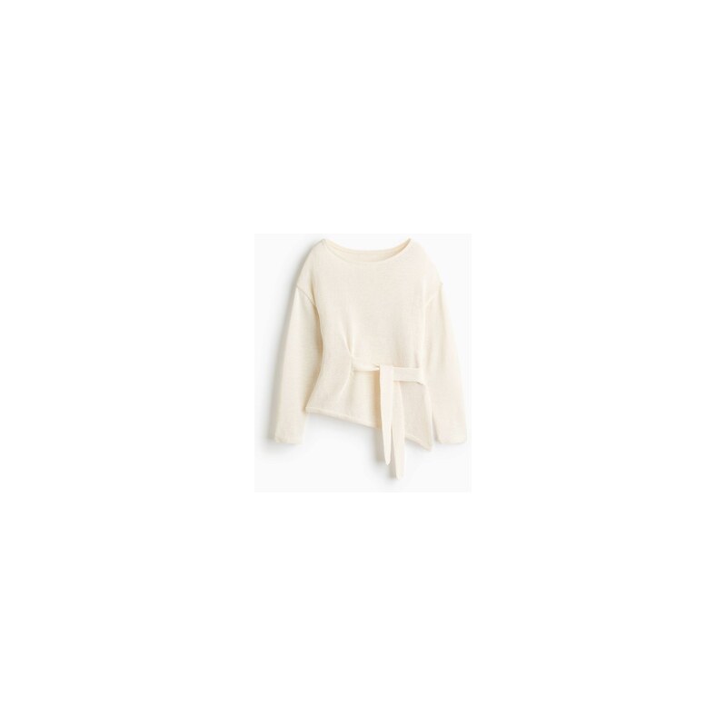 H&M - Pletený tops vázačkami - Krémová