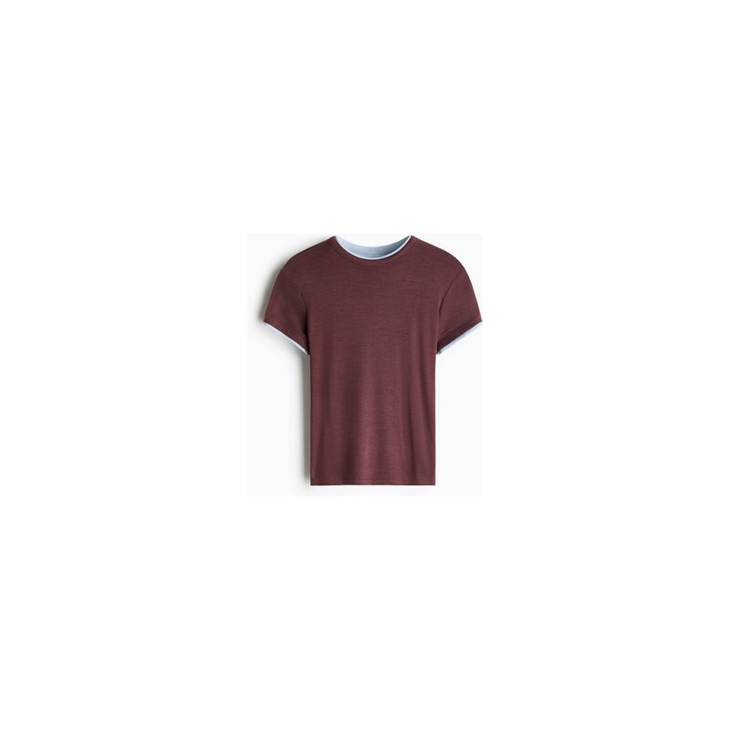 H&M - Tričkos efektem vrstvení - Rust Red/Light Blue