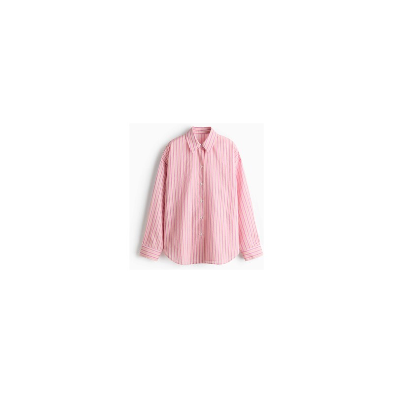 H&M - Bavlněná plážová košile - Růžová/Proužky
