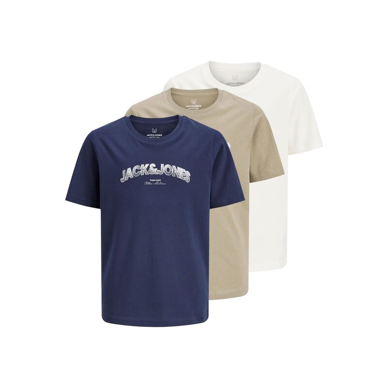 Jack & Jones Junior Tričko marine modrá / khaki / offwhite