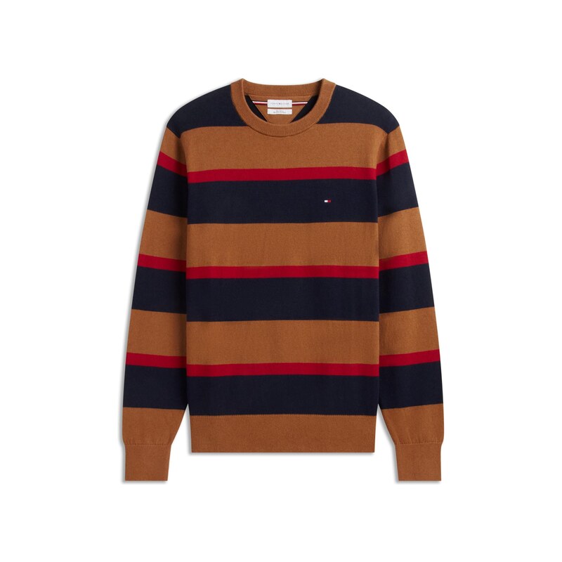 TOMMY HILFIGER Svetr námořnická modř / vínově červená / bílá