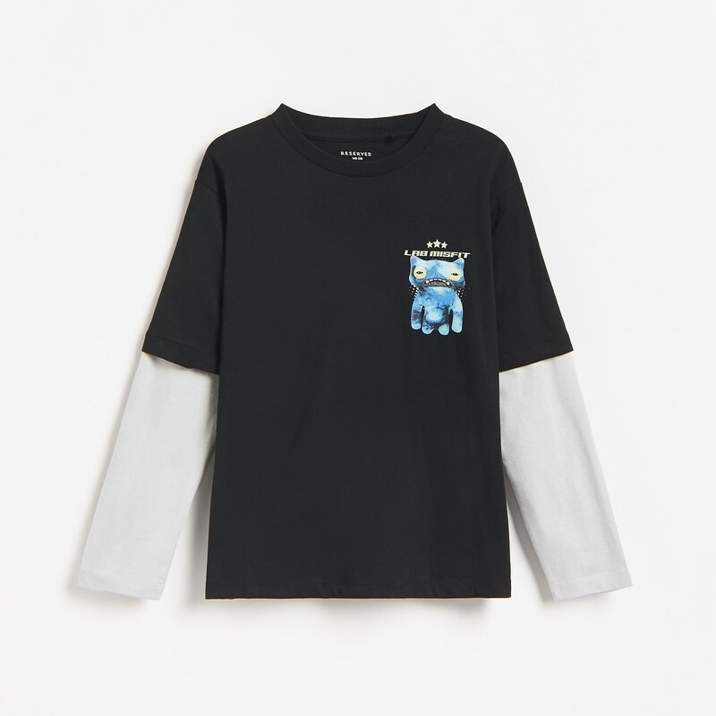 Reserved - Bavlněný longsleeve Fuggler - černý